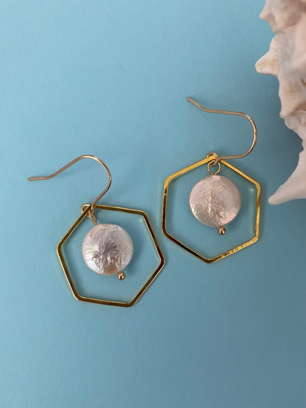 Handmade Coin Pearl Earrings